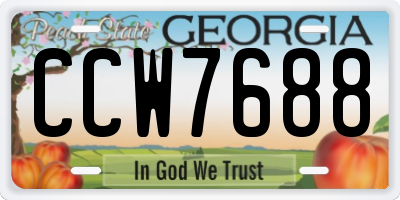 GA license plate CCW7688