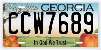 GA license plate CCW7689