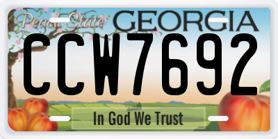 GA license plate CCW7692