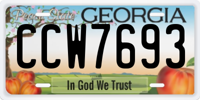 GA license plate CCW7693