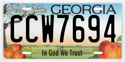 GA license plate CCW7694