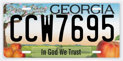 GA license plate CCW7695