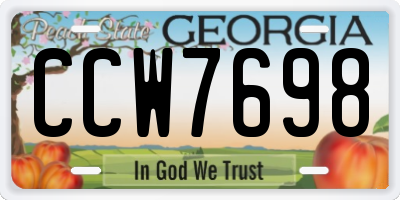 GA license plate CCW7698