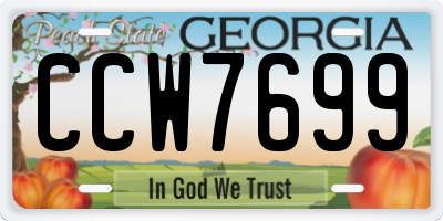 GA license plate CCW7699