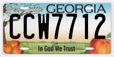 GA license plate CCW7712