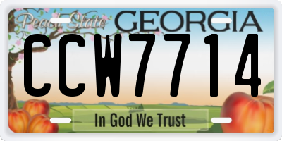 GA license plate CCW7714