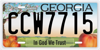GA license plate CCW7715
