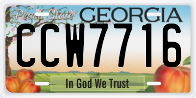 GA license plate CCW7716