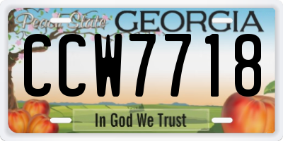 GA license plate CCW7718