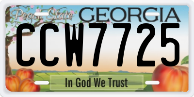 GA license plate CCW7725