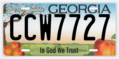 GA license plate CCW7727