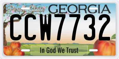 GA license plate CCW7732