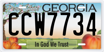 GA license plate CCW7734