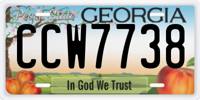 GA license plate CCW7738