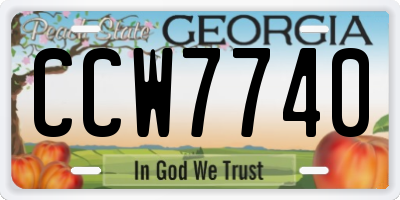 GA license plate CCW7740