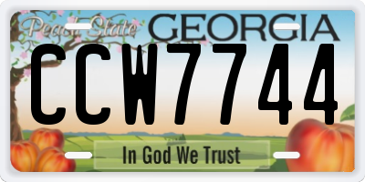 GA license plate CCW7744