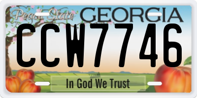 GA license plate CCW7746