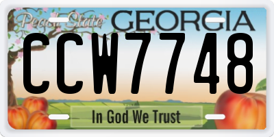 GA license plate CCW7748