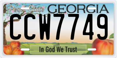GA license plate CCW7749