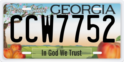 GA license plate CCW7752