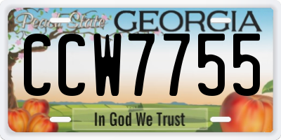 GA license plate CCW7755