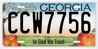 GA license plate CCW7756