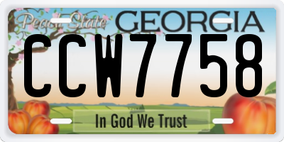 GA license plate CCW7758