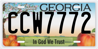 GA license plate CCW7772