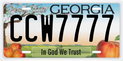 GA license plate CCW7777