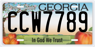 GA license plate CCW7789