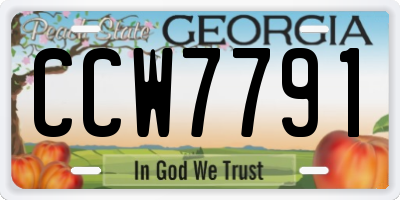 GA license plate CCW7791
