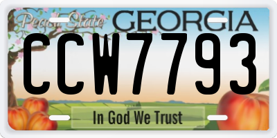GA license plate CCW7793