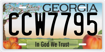 GA license plate CCW7795