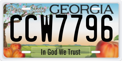 GA license plate CCW7796