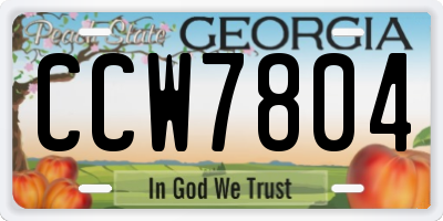 GA license plate CCW7804
