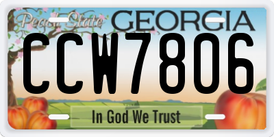 GA license plate CCW7806