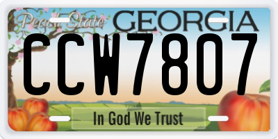 GA license plate CCW7807