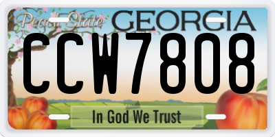GA license plate CCW7808