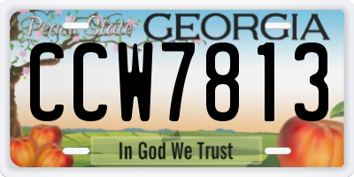 GA license plate CCW7813