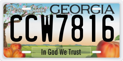 GA license plate CCW7816