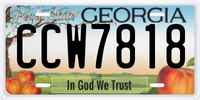 GA license plate CCW7818