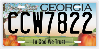 GA license plate CCW7822