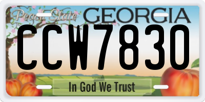 GA license plate CCW7830