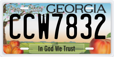 GA license plate CCW7832