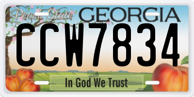 GA license plate CCW7834