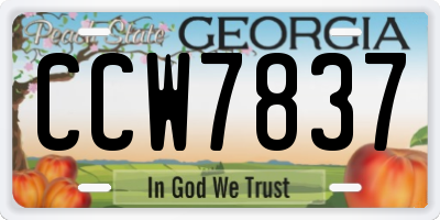 GA license plate CCW7837