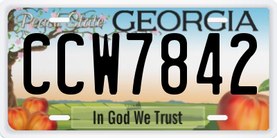 GA license plate CCW7842
