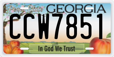 GA license plate CCW7851