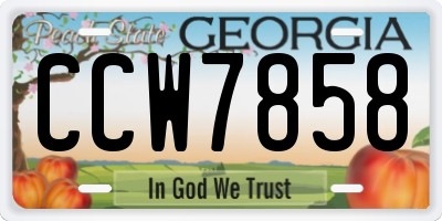 GA license plate CCW7858