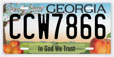 GA license plate CCW7866